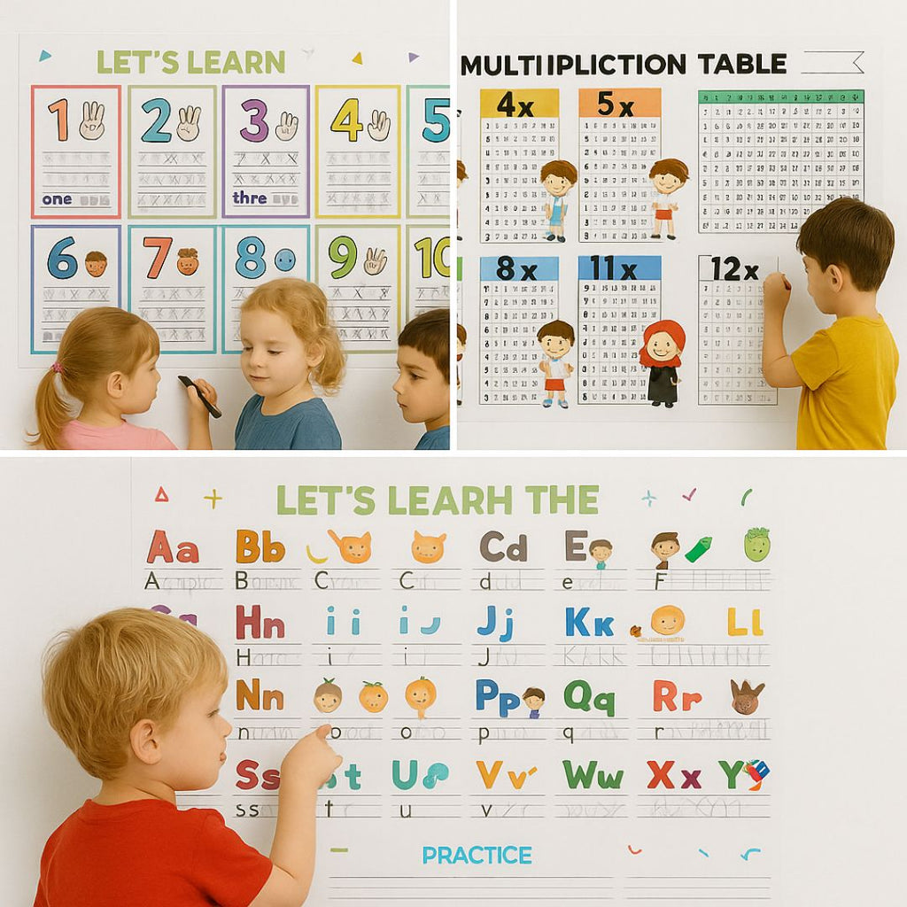 BUY 3 GET 1 FREE: Aplhabet, Number, 1-12 Multiplication Tables [2m Drawing roll (FREE)]