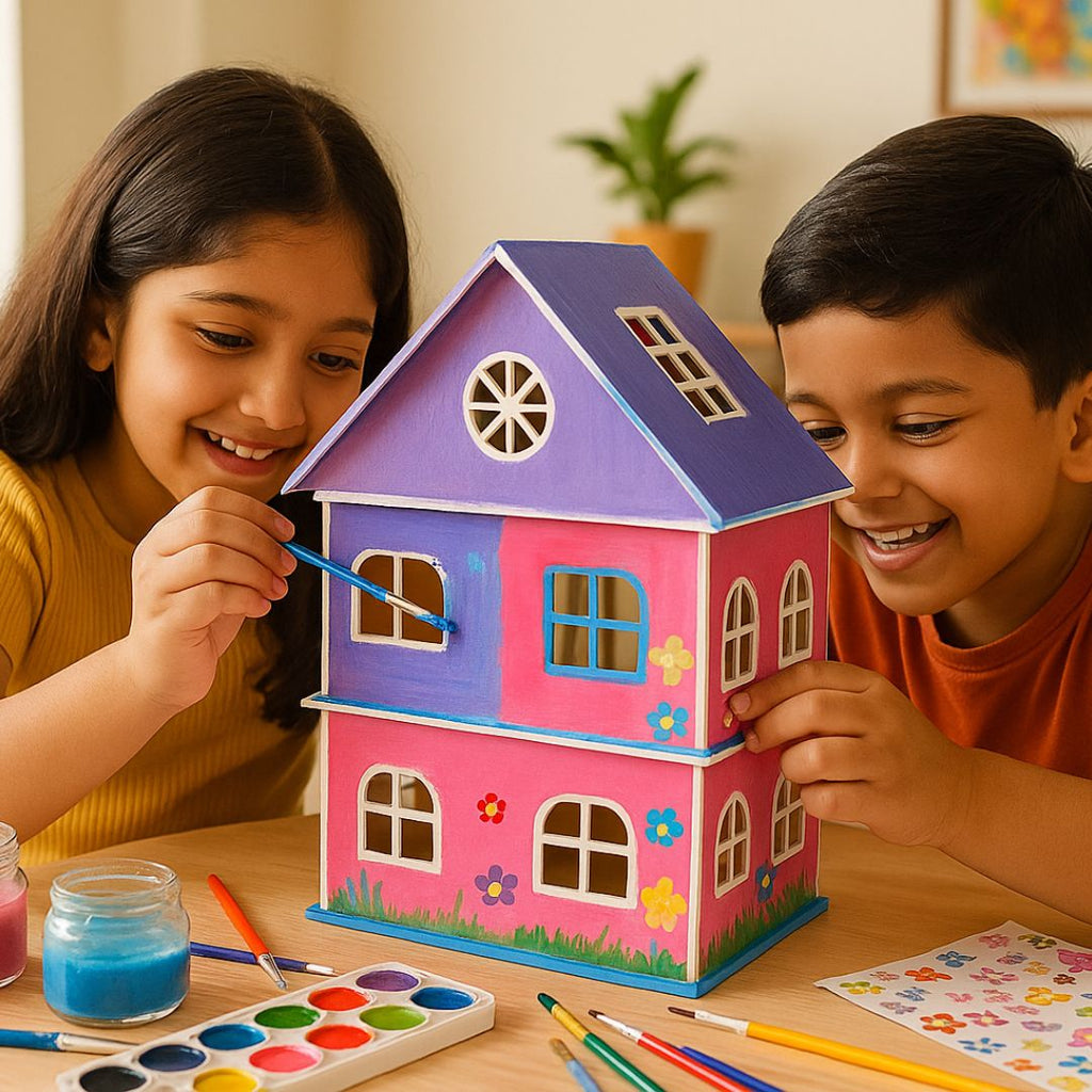Wooden Toy House with Furniture (Includes Paint Set)